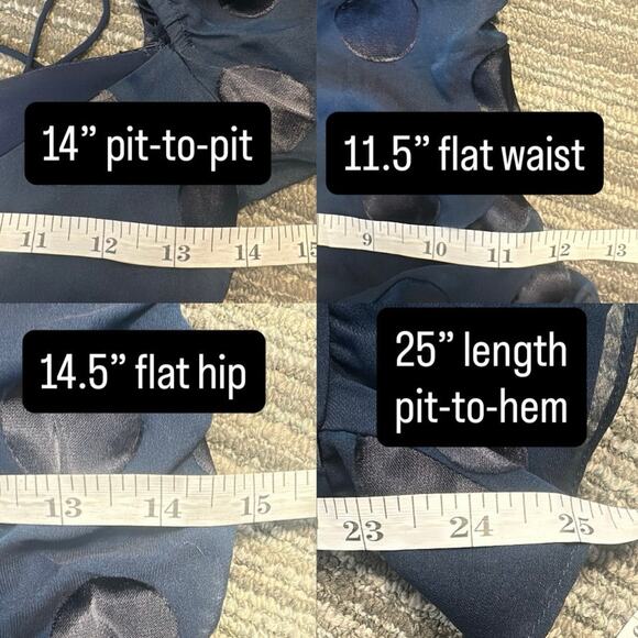 For Love & Lemons Lula Mini Dress Navy Polka Dot Ruched Chiffon Silk Party XS - Picture 10 of 10